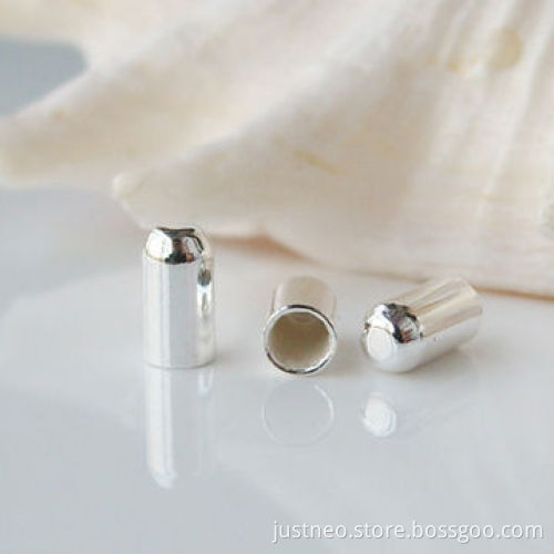 Cord Tip, Solid 925 Sterling Silver Cord Terminator with One Closed End